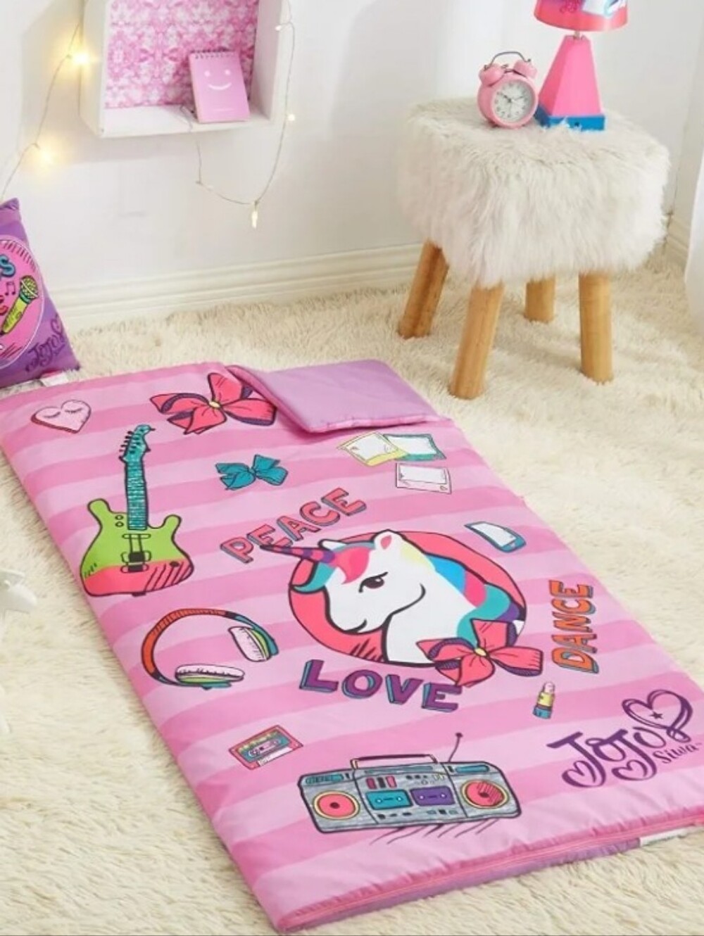 JoJo Siwa Pink Striped Unicorn Sleep Sack with Colorful Graphics